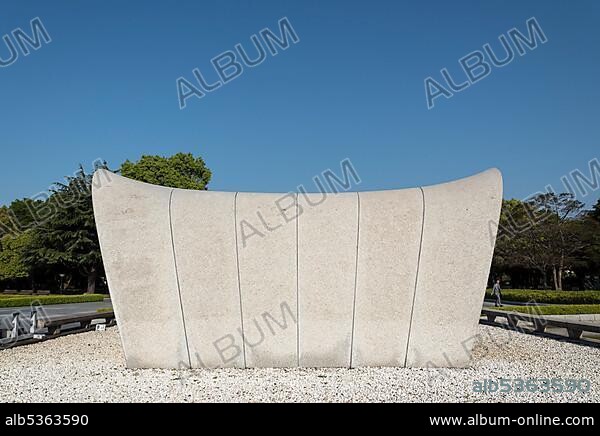 Cenotaph for A-bomb victims, Hiroshima Peace Memorial Park, Japan, Asia.