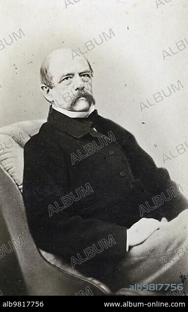 Otto Eduard Leopold von Bismarck-Schönhausen; from 1865 Count von Bismarck-Schönhausen; from 1871 Prince von Bismarck; from 1890 also Duke of Lauenburg (1 April 1815 to 30 July 1898); was a German politician and statesman; Historical; digitally restored reproduction from a 19th century original.