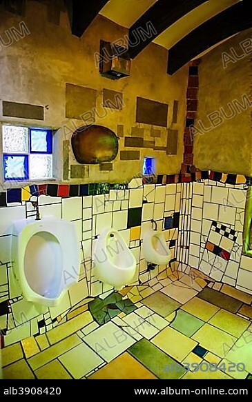 Intertior, Hundertwasser toilet in Kawakawa, North Island, New Zealand, Oceania.