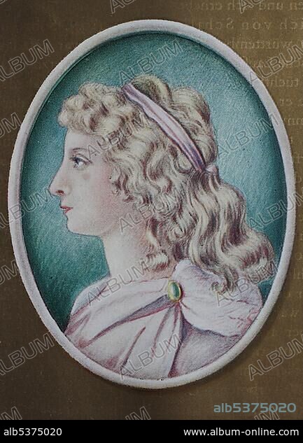 Charlotte Luise Antoinette von Schiller, born Charlotte von Lengefeld, 1766-1826, wife of German poet Friedrich Schiller, historical illustration, 1880, Germany, Europe.