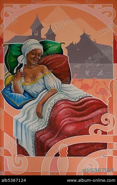 Painting of the famous slave courtesan Chica da Silva, Diamantina, Minas Gerais, Brazil, South America.