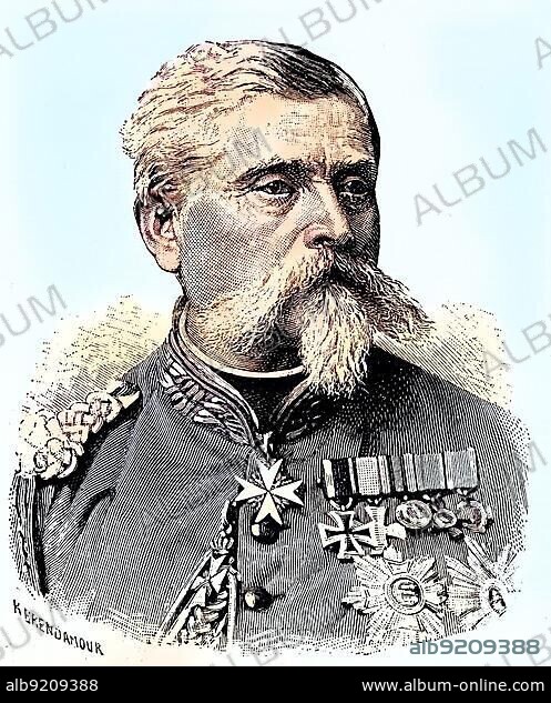 Military Persons in the Franco-Prussian War 1870, 1871, Friedrich Wilhelm Adalbert von Bredow, 25 May 1814, 3 March 1890, was a Prussian officer, last lieutenant general, Germany, Historical, digitally restored reproduction from a 19th century original, Europe.