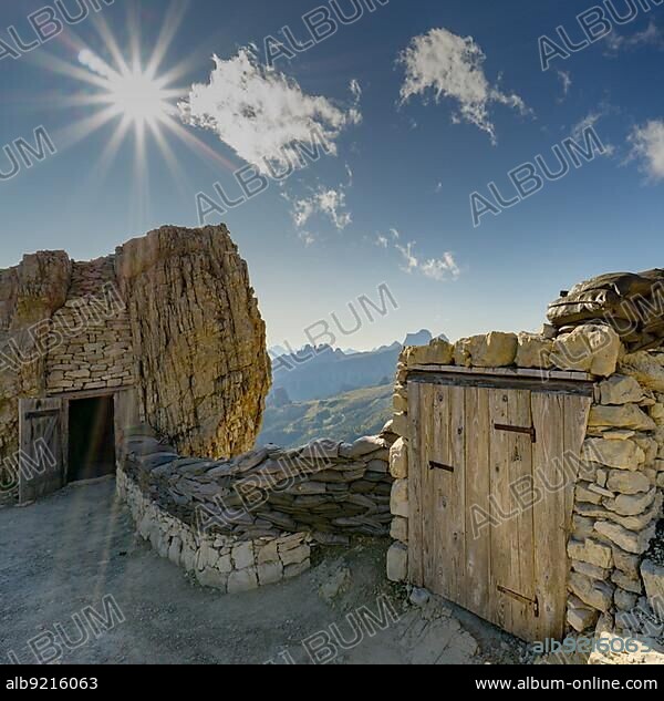 historic battlements and tunnels from World War I in the Italian Dolomites.