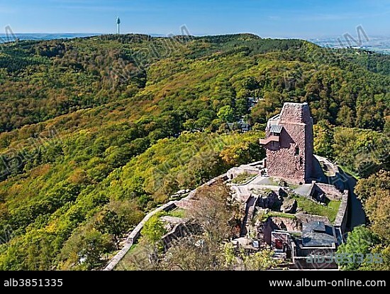 Ruins of the Reichsburg Kyffhausen, Barbarossa tower of the upper castle, 11th century, Thuringia, Germany, Europe.