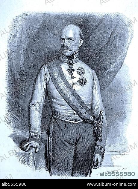 Erzherzog Johann von Österreich, 20. Januar 1782, 11. Mai 1859, Mitglied des Hauses Habsburg-Lothringen, war ein österreichischer Feldmarschall und kaiserlicher Regent, Zeichnung 1848, digital verbesserte Reproduktion eines Originals aus dem Jahr 1880.