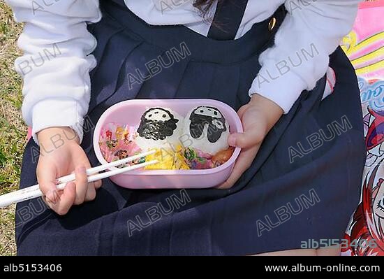Bento, breakfast box of a Japanese schoolgirl, Kyoto, Japan, Asia.