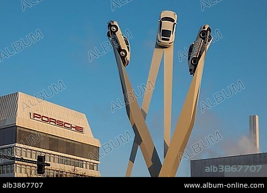 Porsche Center, Sculpture Inspiration 911, artist Gerry Judah, Stuttgart-Zuffenhausen, Baden-Württemberg, Germany, Europe.