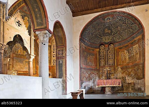 Apse in right-side aisle of Santa Maria in Cosmedin Church, Rome, Italy, Europe.