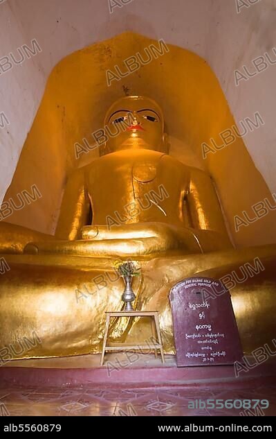Buddha statue, Manuha temple, Bagan, Burma, Pagan, Myanmar, Asia.