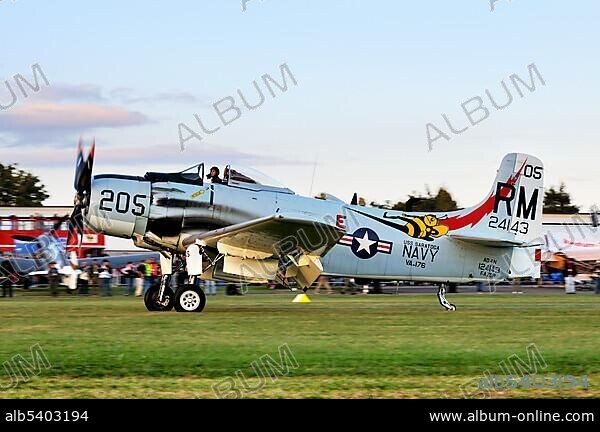American Douglas A-1 Skyraider fighter-bomber, Europe's largest meeting of vintage planes at Hahnweide, Kirchheim-Teck, Baden-Wuerttemberg, Germany, Europe.