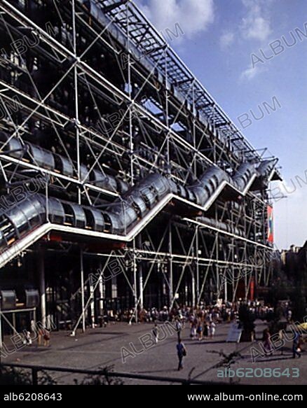 RENZO PIANO. CENTRO POMPIDOU - 1972-1977 - ARQUITECTURA HIGH-TECH - FOTO AÑOS 80.