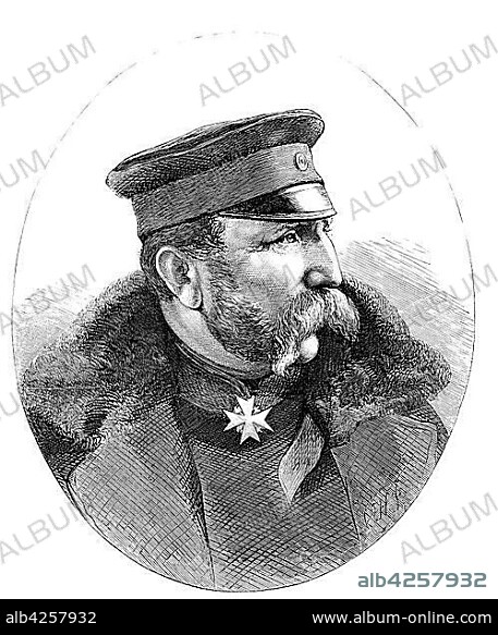 Lieutenant-General von Treskow I. Commander of the Siege Corps of Belfort, German-French War 1870/1871, woodcut, France, Europe.