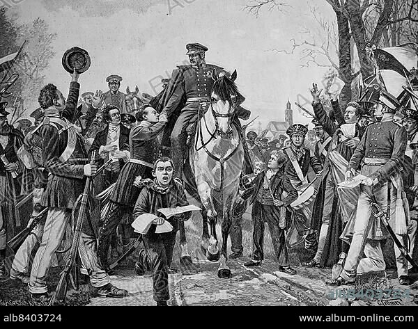 Structure of the Prussian Landwehr, Army, in Breslau 1813, Napoleonic Wars, Historic, digitally restored reproduction of an original 19th century artwork.