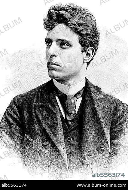 Pietro Antonio Stefano Mascagni, 7. Dezember 1863, 2. August 1945, war ein italienischer Komponist, der vor allem für seine Opern bekannt war, Historisch, digital restaurierte Reproduktion einer Originalvorlage aus dem 19. Jahrhundert.