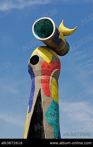Dona i Ocell, Woman and Bird, statue by Joan Miró, Parc de Joan Miró, Barcelona, Catalonia, Spain, Europe.
