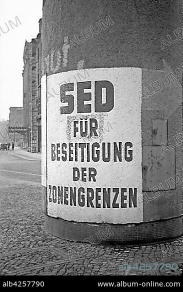 Propaganda, SED poster, 1947, Leipzig, Saxony, GDR, Germany, Europe.