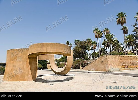 Monumento a la Tolerancia, Monument to Tolerance by Eduardo Chillida, Paseo Alcalde Marques de Contadero, El Arenal, Seville, Sevilla, Andalusia, Spain, Europe.