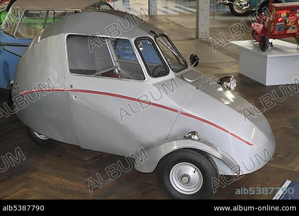 Fend Flitzer, built in 1950 by Fritz Fend Technischer Fertigungsbetrieb Rosenheim, ErfinderZeiten: Auto- und Uhrenmuseum, Time of Innovators: Museum of Cars and Clocks, Schramberg, Black Forest, Baden Wuerttemberg, Germany, Europe.