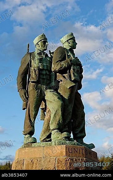 Soldier Monument, Commando Memorial, near Spean Bridge, north of Fort William, Highlands, Scotland, Great Britain.
