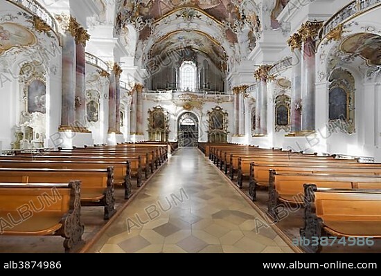 Interior of the Abbey Church of Zwiefalten, Baden-Württemberg, Germany, Europe.