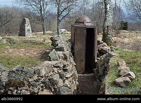 French observation post, type molehill, armoured rotating dome, Hartmannswillerkopf, national monument of World War I, Wattwiller, Vosges, Alsace, France, Europe.