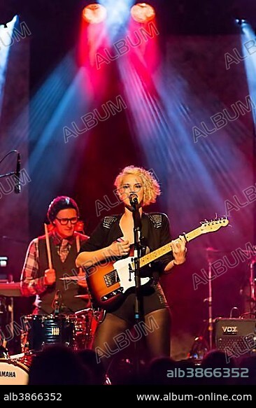 Canadian-Swiss singer Rykka, alias Christina Maria, performing live in the Schueuer concert hall, Lucerne, Switzerland, Europe.