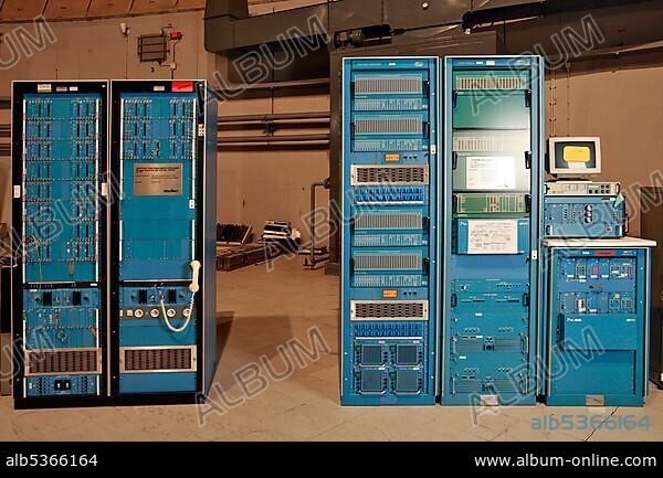 SCPC modem on the left, TDMA modem on the right, Time Division multible access, Radome, Museum of Technology, Raisting earth station, Upper Bavaria, Bavaria, Germany, Europe.