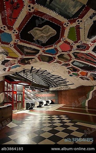 Subway, Kungsträdgården station, Tunnelbana, Stockholm, Sweden, Europe.