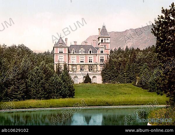 Villa Wartholz, Reichenau an der Rax is a market town located at the foothills of the Vienna Alps in Lower Austria, Austria, around 1890, Historic, digitally restored reproduction from a 19th century original, Reichenau an der Rax is a market town located at the foothills of the Vienna Alps in Lower Austria, Austria, around 1890, Historic, digitally restored reproduction from a 19th century original, Europe.