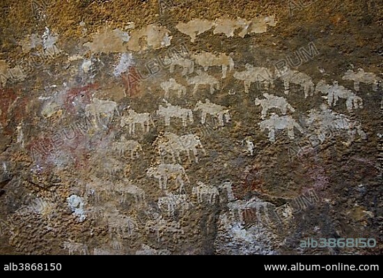 Ancient rock paintings at Qohaito, Eritrea, Africa.