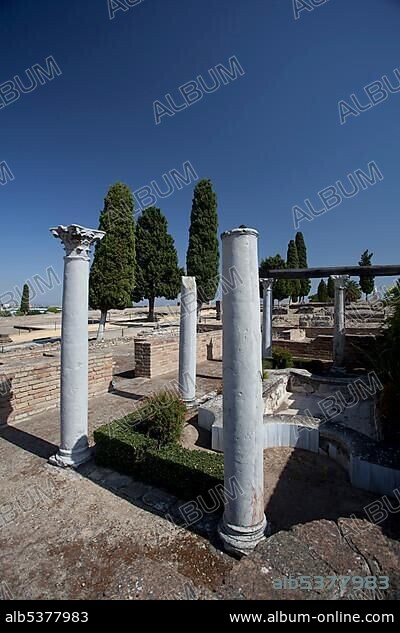 House of the Birds, ruins of Italica, Andalusia, Spain, Europe.