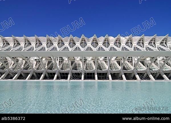 Museo de las Ciencias, Principe Felipe Museum, Ciudad de las Artes y de las Ciencias, City of Arts and Sciences, architect Santiago Calatrava, Valencia, Spain, Europe.