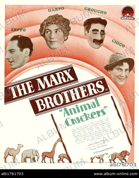 Poster of ANIMAL CRACKERS, 1930, directed by VICTOR HEERMAN. Copyright