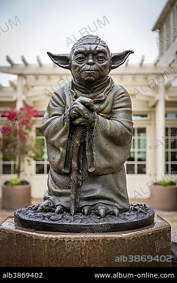 Yoda sculpture in front of Lucasfilm headquarters, San Francisco, California, USA, North America.