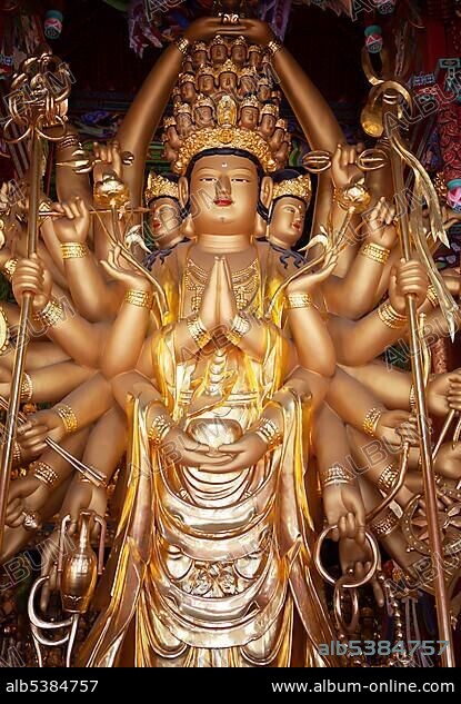 Thousand-armed Bodhisattva in Naksana Temple near Sokcho, Gangwon-do, South Korea, Asia.