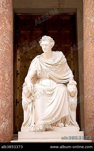 Statue of King Ludwig I of Bavaria in the Walhalla memorial, in Donaustauf, Bavaria, Germany, Europe.