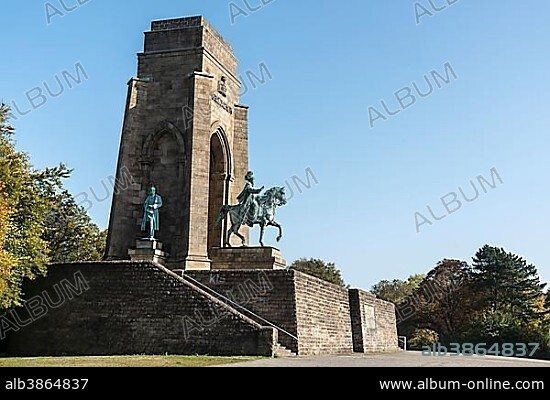 Kaiser-Wilhelm Memorial, equestrian statue, Hohensyburg, Dortmund, Ruhr Area, North Rhine-Westphalia, Germany, Europe.