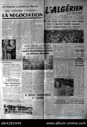 Algerian War of Independence, Front page of the newspaper "L'Algérien en France". Algeria. October 1955. Photo Henri Douzon.