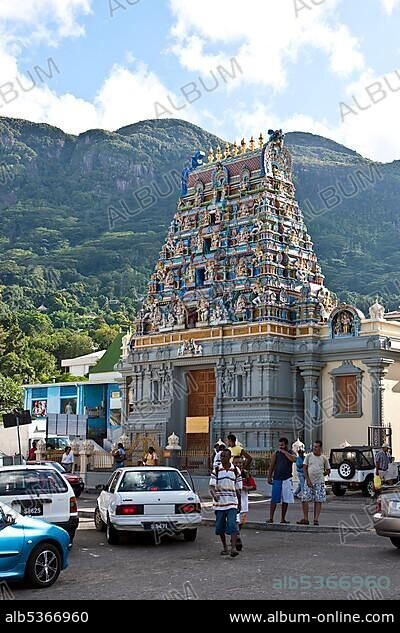 Hindu Sri Vinayagar Navasakthi temple on Quincy Street, Victoria, Mahe Island, Seychelles, Indian Ocean, Africa.