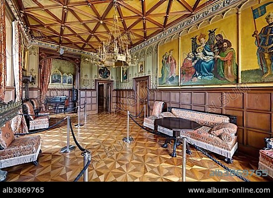 Schloss Stolzenfels Castle, interior, Koblenz, UNESCO World Heritage Upper Middle Rhine Valley, Rhineland-Palatinate, Germany, Europe, PublicGround, Europe.