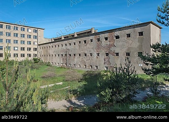 Prison, former seaside resort Rügen of the Kraft durch Freude or KdF organization, unfinished major project under National Socialism, 1936-39, Prora district, Binz, Rügen, Mecklenburg-Western Pomerania, Germany, Europe.