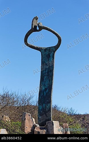 Sculpture as a memorial to the Silbo Gomero or "el Silbo", whistled language, Mirador de Igualero, Igualero, La Gomera, Canary Islands, Spain, Europe.