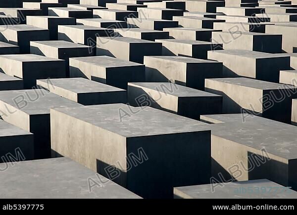 Cement squares, steles of the Holocaust Memorial, Mitte district, Berlin, Germany, Europe.