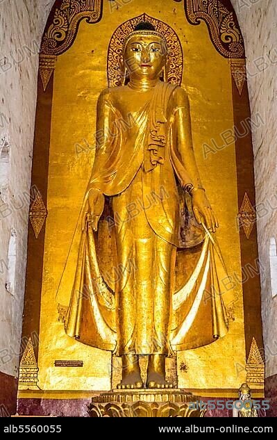 4 Buddha statues in each direction, Ananda Temple, Bagan, Myanmar, Asia.