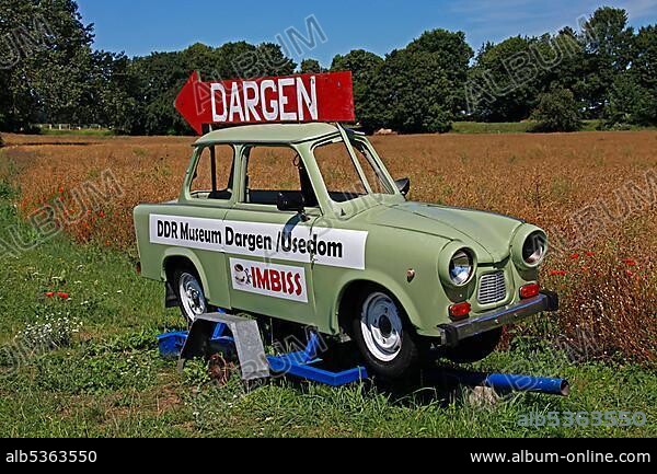 Trabi as a guide to the DDR Museum Dargen, Usedom Island, Mecklenburg-Western Pomerania, Germany, Europe.