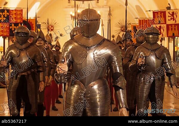 Grandmaster's Palace, armors in the Armoury, Valletta, Malta, Europe.