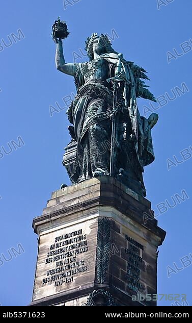 Niederwalddenkmal memorial near Ruedesheim, UNESCO World Cultural Heritage Site, Rhinetal Valley, Hesse, Germany, Europe.