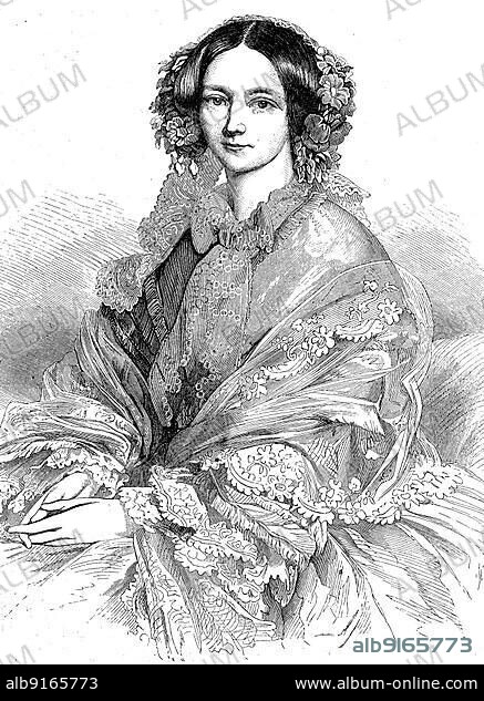 Helene, Duchess of Orleans, an article in, Die Gartenlaube, Illustrierte Familienblätter, Princess Helene of Orleans, was a member of the deposed royal family of Orleans in France, digitally restored reproduction of a 19th century original, exact original date not known.
