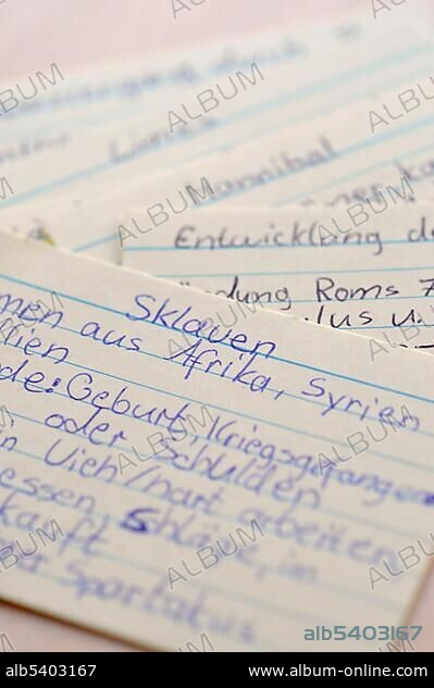 Notes for school, note cards.