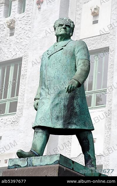 Memorial to Bjornstjerne Martinus Bjornson, Nobel prize winner, poet of the Norway National Anthem, by Gustav Vigeland, 1917, Bergen, Norway, Europe.
